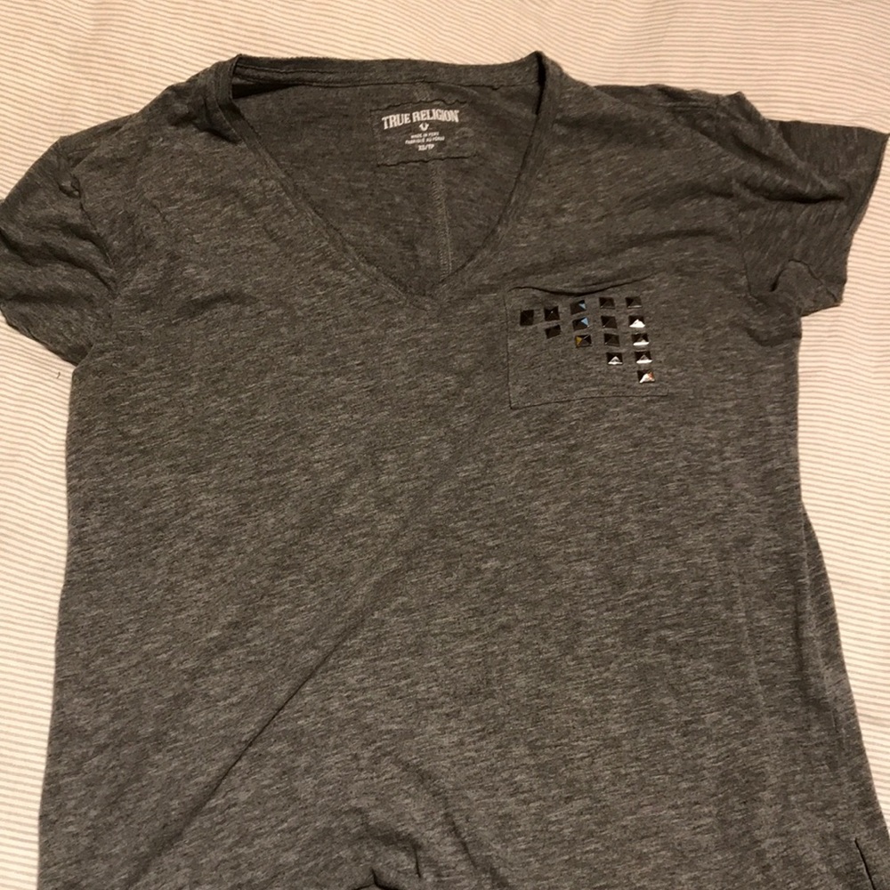 True Religion basic tee v-neck with studded pocket